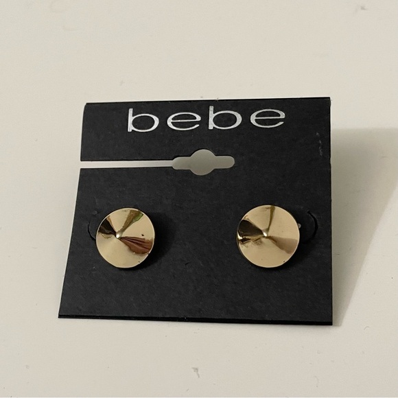 Bebe Rounded Cone Stud Gold Earrings - Picture 9 of 9